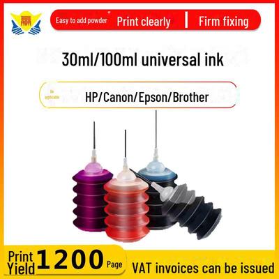 „Universelle 4-Farben-Dye-Tinte für HP-, Brother-, Epson- und Canon-Tintenstrahldrucker – 30 ml und 100 ml“