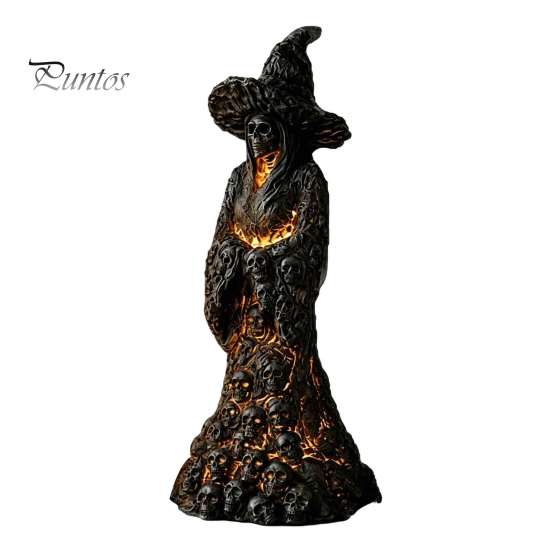 Spooky Tabletop Ornament for Halloween Skull Witch Figurine, Resin Skeleton Ornament, Gothic Creative Figurine Home Creepy Statue Mantel Decoration