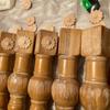 Aug. 10Pcs Unpainted Round Flower Pattern Wood Carved Applique Frame Onlay Cabinet Furniture Decoration 6Cm
