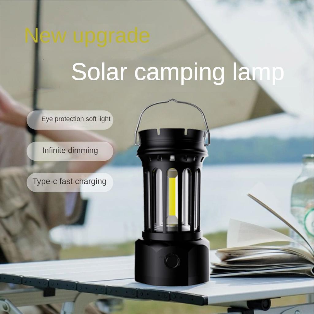 New solar camping lamp, outdoor camping lamp, retro atmosphere tent lamp, camp lamp, COB lighting portable lamp