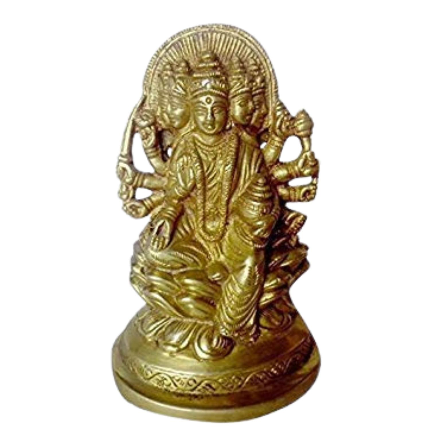 Ashtadhatu Brass Made Gayatri Mata Idol, Goddess Gayatri Maa Idol, Size - 8 Cm