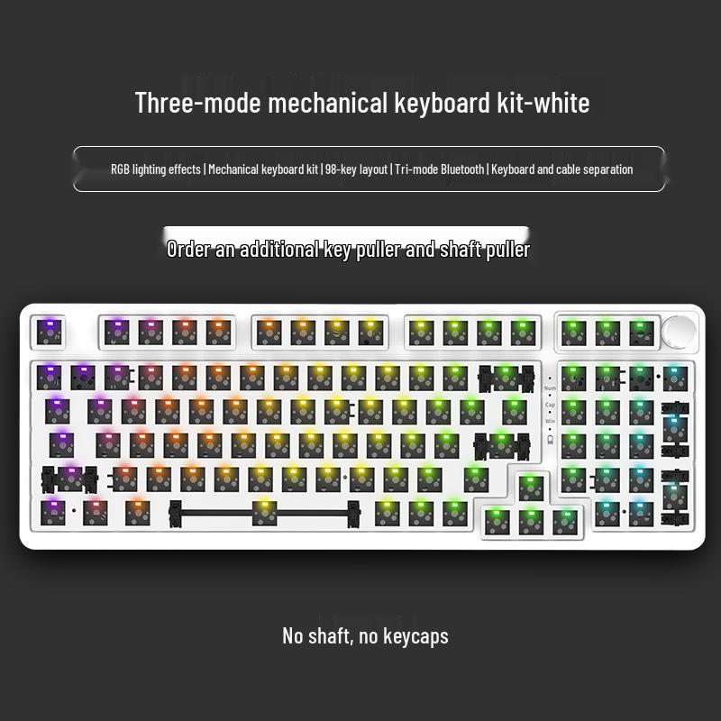 Multi-Size Wireless Bluetooth Mechanical Keyboard Kit with RGB, Customizable and Three-Mode Connectivity