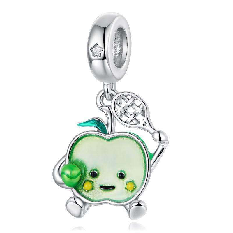 WOSTU Real 925 Sterling Silver Original Strawberry Charm Cute Fuirt Food Beads Banana Apple Avocado tomato s925 pendant DIY Gift