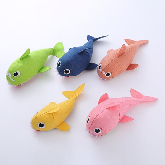 Interactive Plush Cat Toys Cartoon Shark Design with Catnip Teeth-grinding Bite Resistant Prevent Boredom Cat Toys