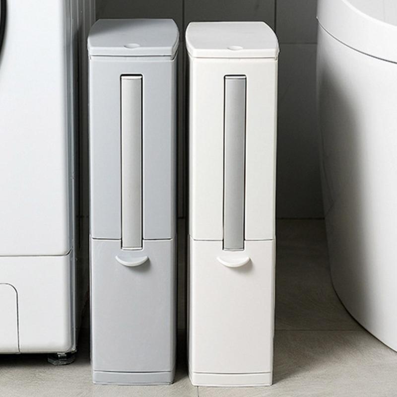 Plastic Garbage Can with Press Type Opening Large Capacity Trash Can Waste Bin Toilet Brush for Daily Disposal Need