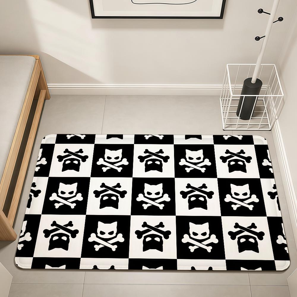 Pirate Cat Skull funny cool meme Home Bedside Rug Kitchen Bath Floor Mat Hallway Balcony Carpet Entrance Doormat hogar Decor