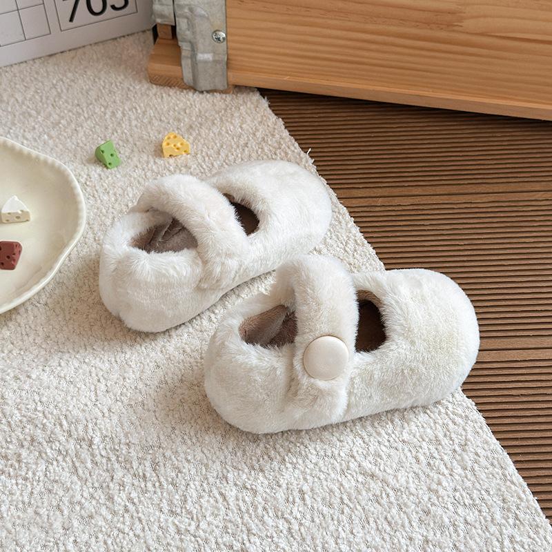 New Winter Cotton Shoes for Girls, Fleece-Lined and Thickened for Warmth, Children's Girls' Furry Shoes, Loafers for Outdoor Wear