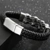Gotische armband Skull Head Chain Bangle Leatherman armbanden met stalen magneetsluiting Logo graveerbare herensieraden