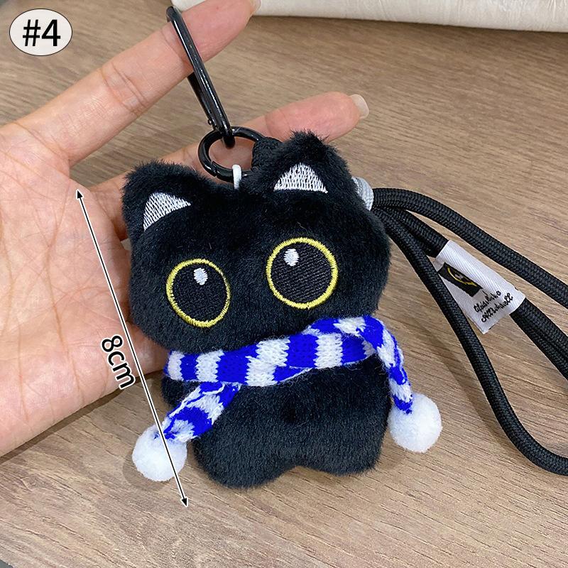 Black Cat Keychain Accessories Plush Stuffed Kitten Pendant Kawaii Cat Couple Keyrings Bag Charm Birthday New Year Party Favors