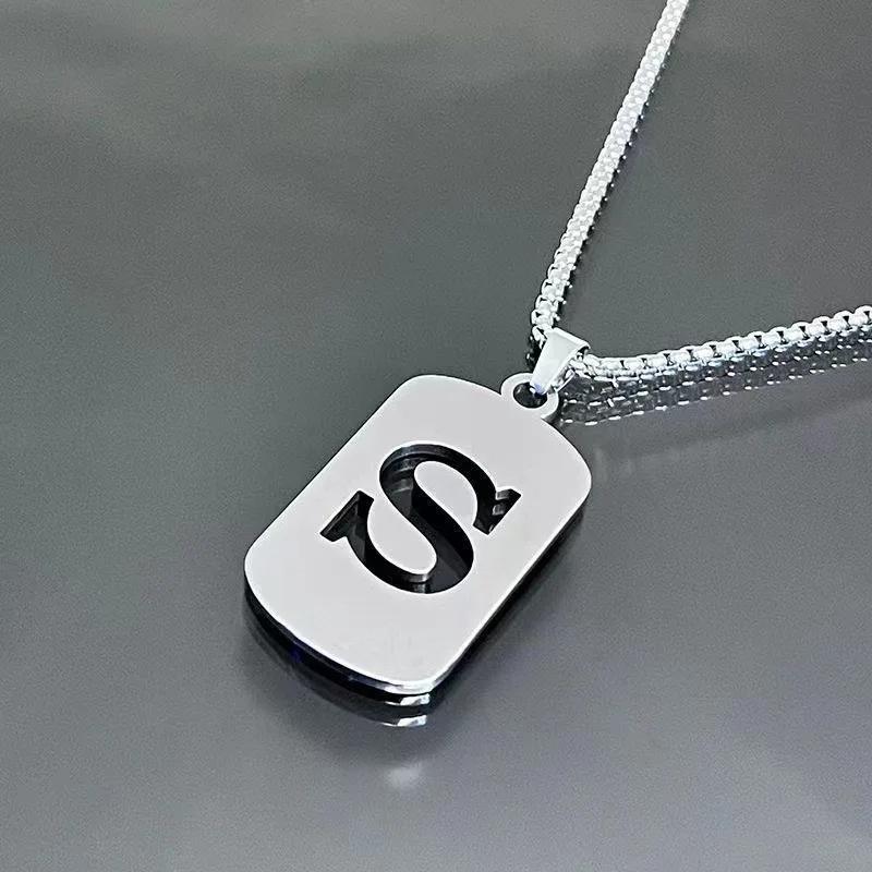 Hip Hop Stainless Steel Men Women Pendant Necklace Hollow 26 Letter Without Plating Design Style Chain for Daily Wear and Gift
