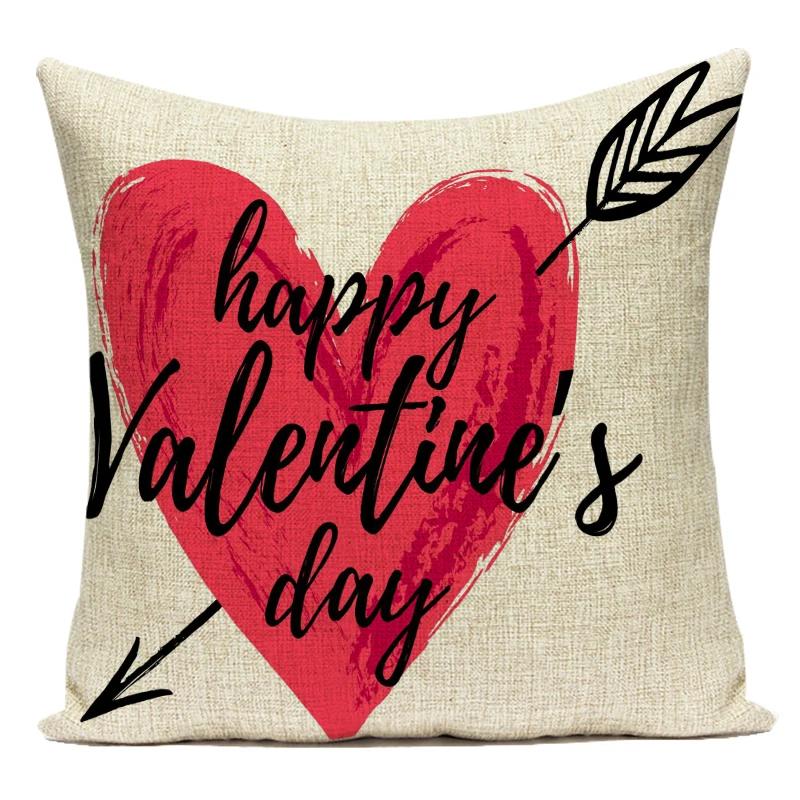 Square Valentine'S Day Lovers Couple Throw Pillow Case Hearts Balloons Print Pillowcase For Sofa Seat Hotel Home Pillow Cover