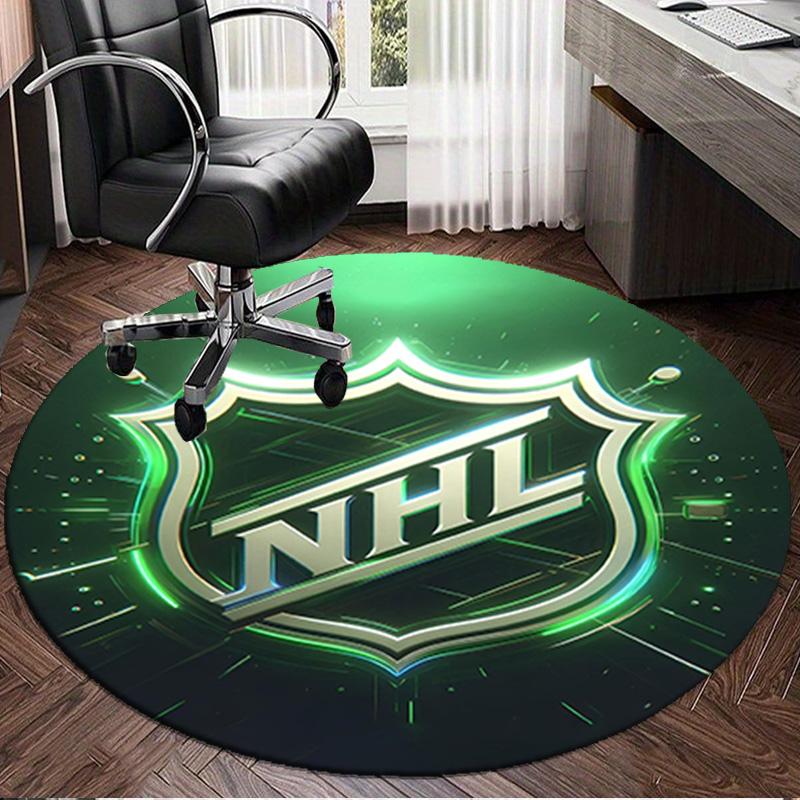 1PC Nhl Hockey League Emblem Round Rug, Non-slip Chair Mat, Home Decor, Circle Carpet Perfect for Office, Bedroom, Living Room,Christmas gift