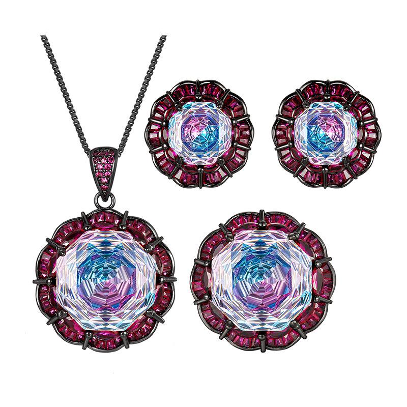 New Zhuang Shengsheng jewelry copper bottom gold-plated rose cut gradual change color black gold suit heroine stone 16-10m