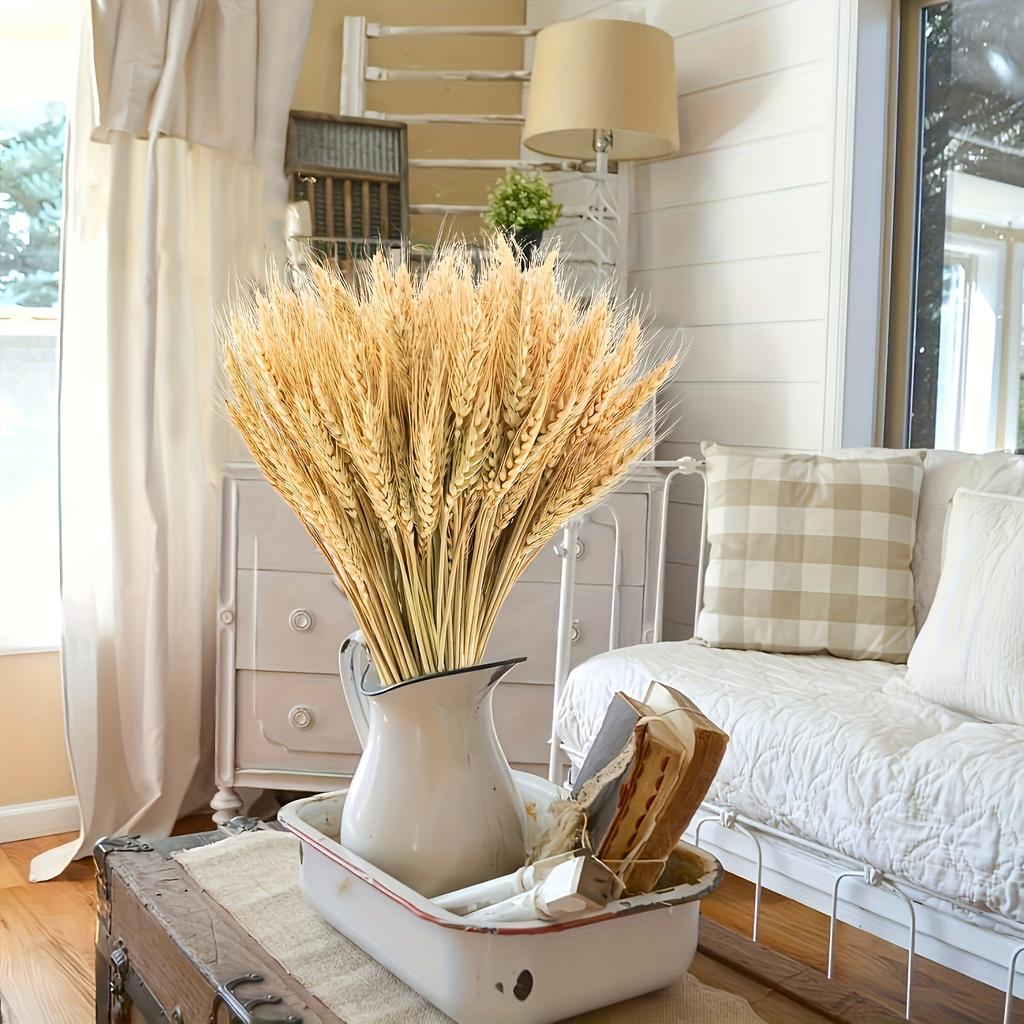 Set of 50 Premium Natural Dried Wheat Flowers for Decoration, Perfect for DIY Floral Arrangements, Ideal for Farmhouse Decor, Centerpiece for Tables