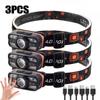 Outdoor LED Headlamp USB Rechargeable Portable Light with Built in Battery 6 Lighting Modes Fishing Head Torch Camping Lantern