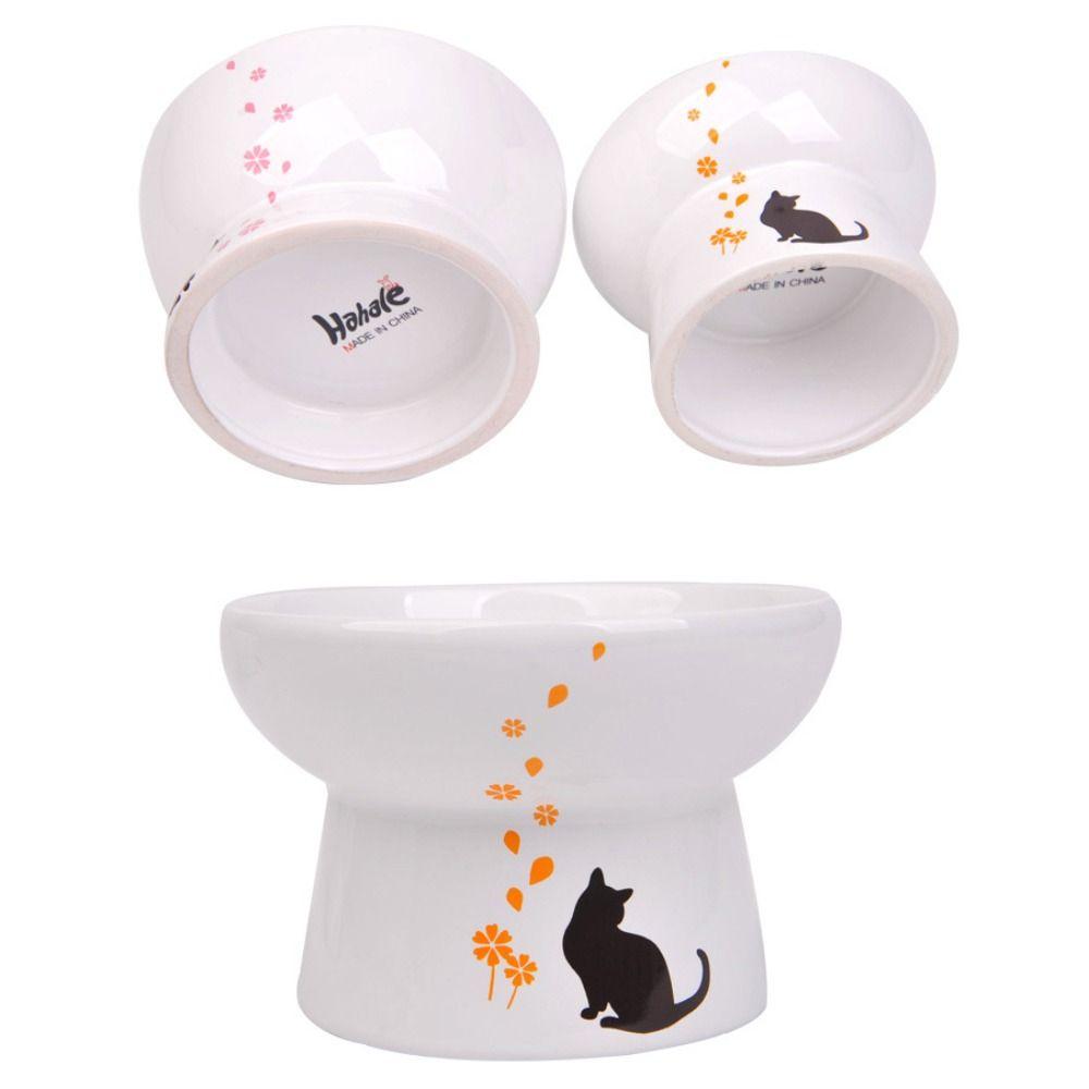 Ceramic Cat Bowl Creative Pet Drinking Feeder Food Dispenser Pet High Foot Bowl  Neck Protection
