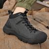 Genuine Leather Mens Hiking Shoes Anti Slip Mens Boots Outdoor Sneakers Comfortable Climbing Hunting Trekking Camping Shoes Blac