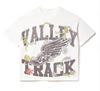 T-shirt Oversize Streetwear Retrò Americana con Stampa Scura e Effetto Usurato