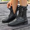 Large Size European Beautiful Women's Boots Autumn and Winter New Belt Buckle Low Heel Martin Boots Medium Boots Women