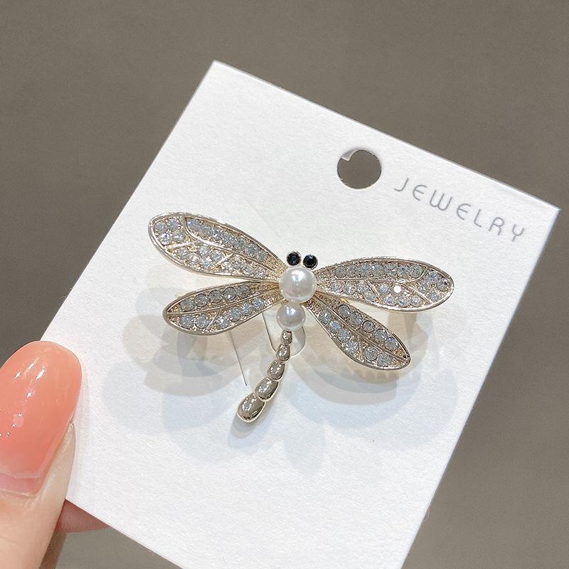 Alloy Cute Dragonfly Anti-glare Brooch, High-end and Niche Design, High-end Pin, Versatile and Elegant Rhinestone Brooch