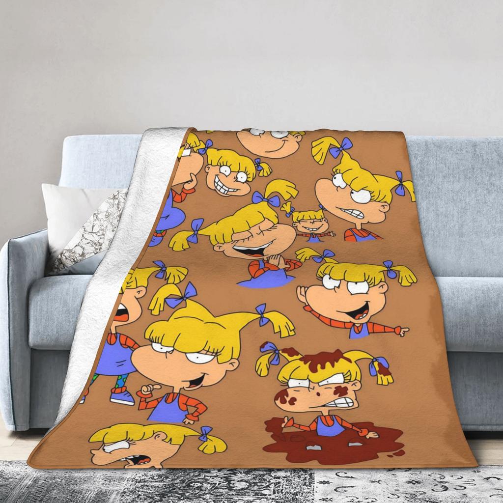 Rugrats Angelica Pickles Pattern Blanket Soft Fluffy Plush Throw Blanket For Living Room Camping Flannel Bedspread Bed Cover