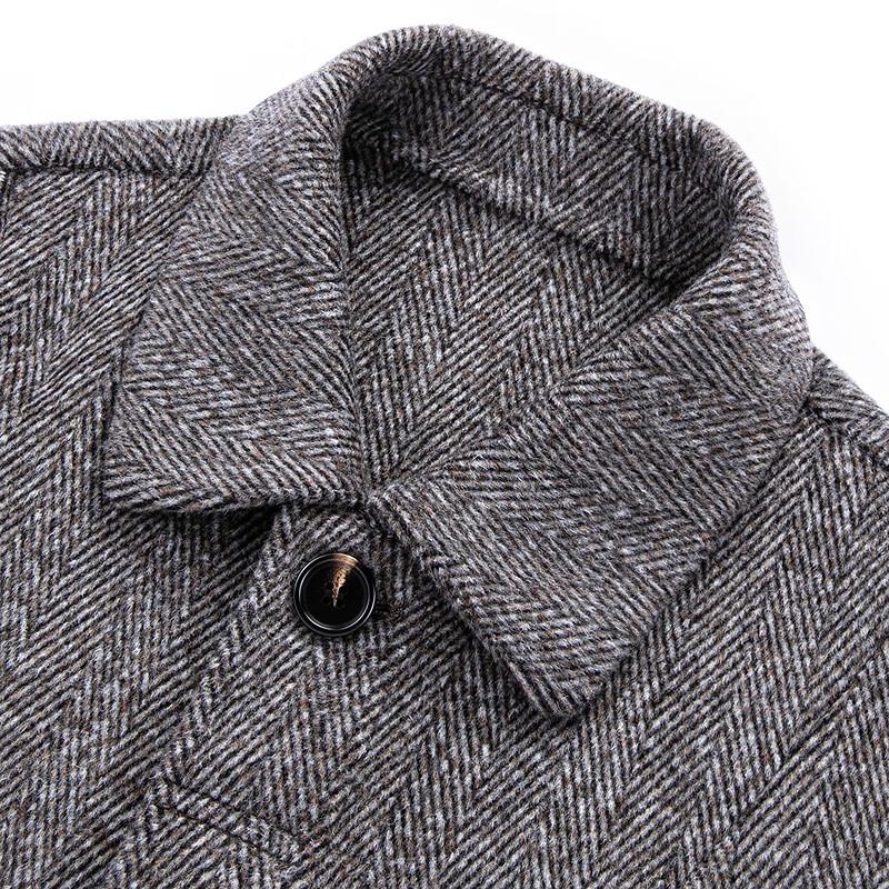 FAPAI Men's Herringbone Wool Blend Short Overcoat