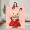 Cute Sylvanian Families Soft Warm Blankets  Camping Plush Throw Blanket Funny Bedroom Flannel Bedspread Sofa Bed Cover