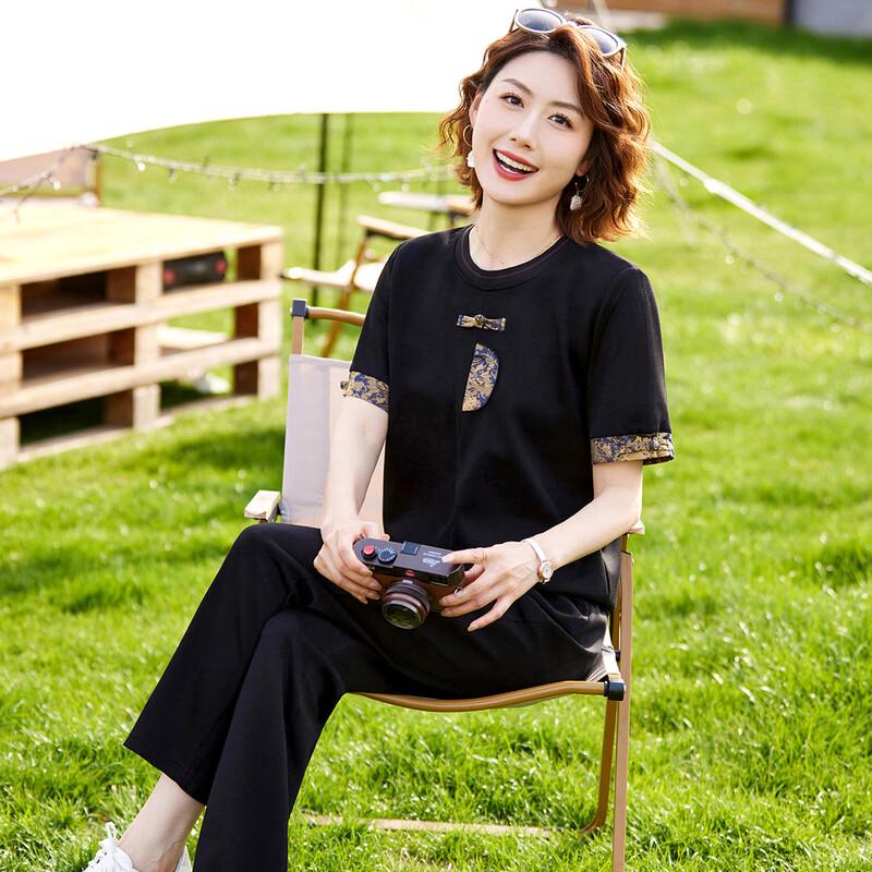 

Пасите Летний костюм-двойка в новом китайском стиле для женщин XL