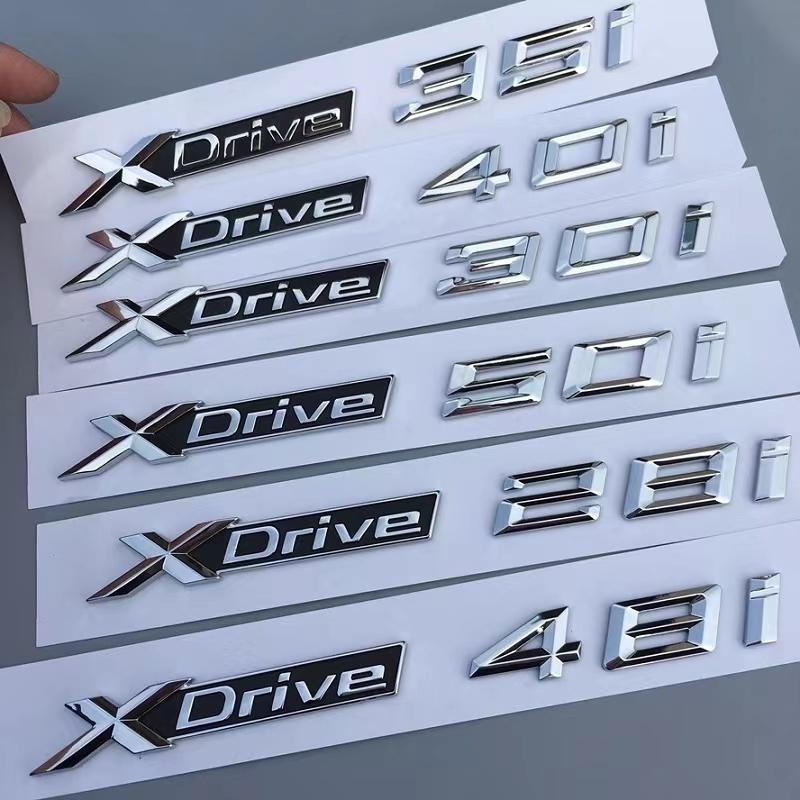 Auto 3D ABS Für BMW XDrive 20i 25i 28i 30i 35i 40i 48i 50i 20d 30d 28d 50d Logo Fender Trunk Abzeichen Emblem Aufkleber Styling