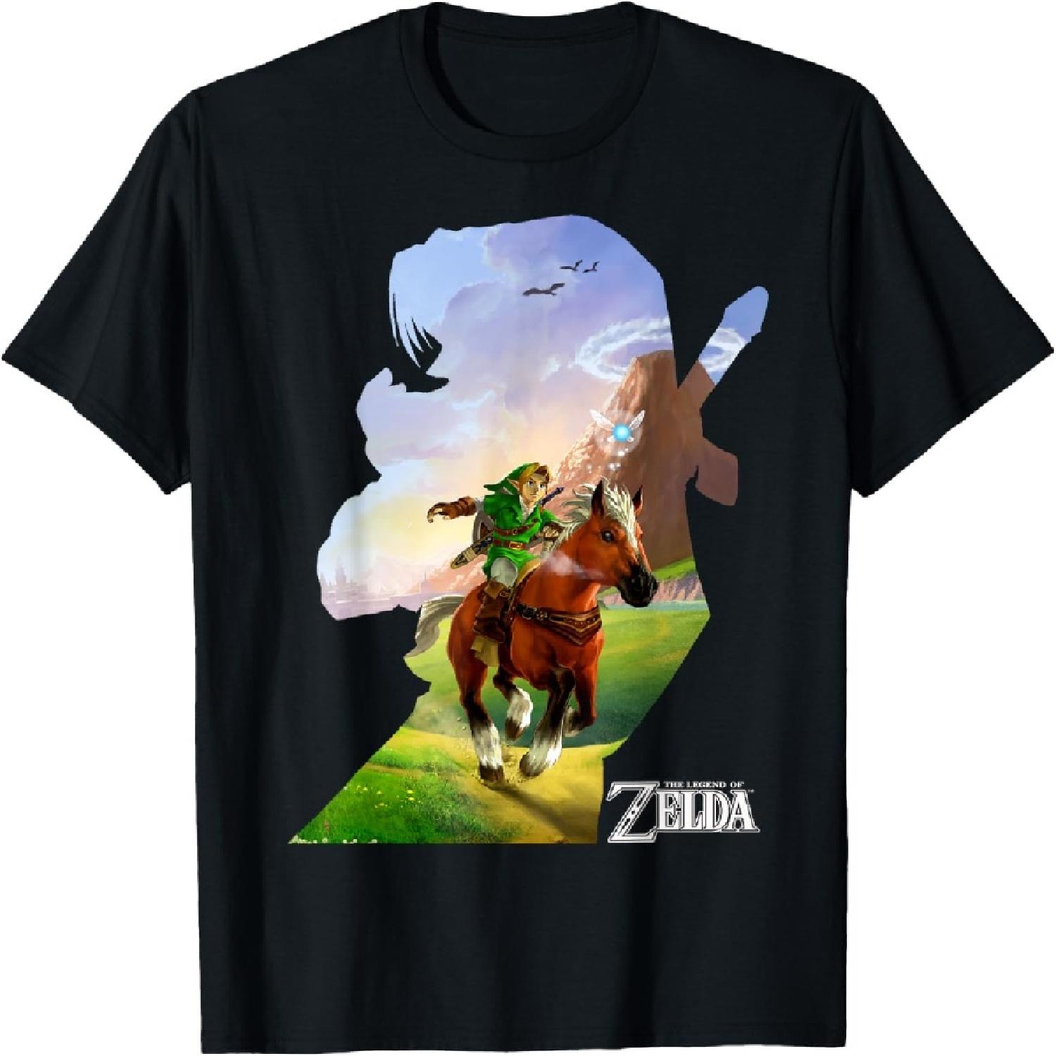 Nintendo Zelda Link Epona Ride Silhouette T-Shirt S