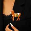 New Design Running Horse Brooch Brown Brooch Pins Jewelry Zodiac Animal Badge  Women