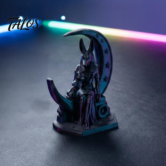 Low-key High-end Decoration 3D Printed Anubis Moon Figurine, Ancient Egyptian Mythology Statue, Fine Three-dimensional Textures Dark Style Wolf
