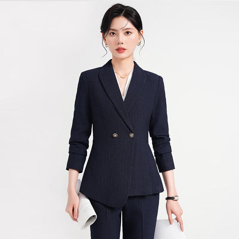 Trolman Women s Striped Business Casual Three-Piece Suit Set XL