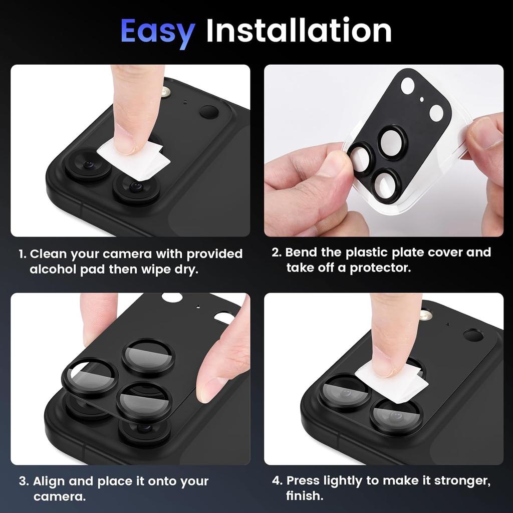 Kameraobjektivschutzabdeckung für iPhone 17 Pro Max Air 16 Plus 15 14 13 Mini 12 17Pro Metall Aluminiumlegierung gehärtetes Glas Schutz Telefonzubehör