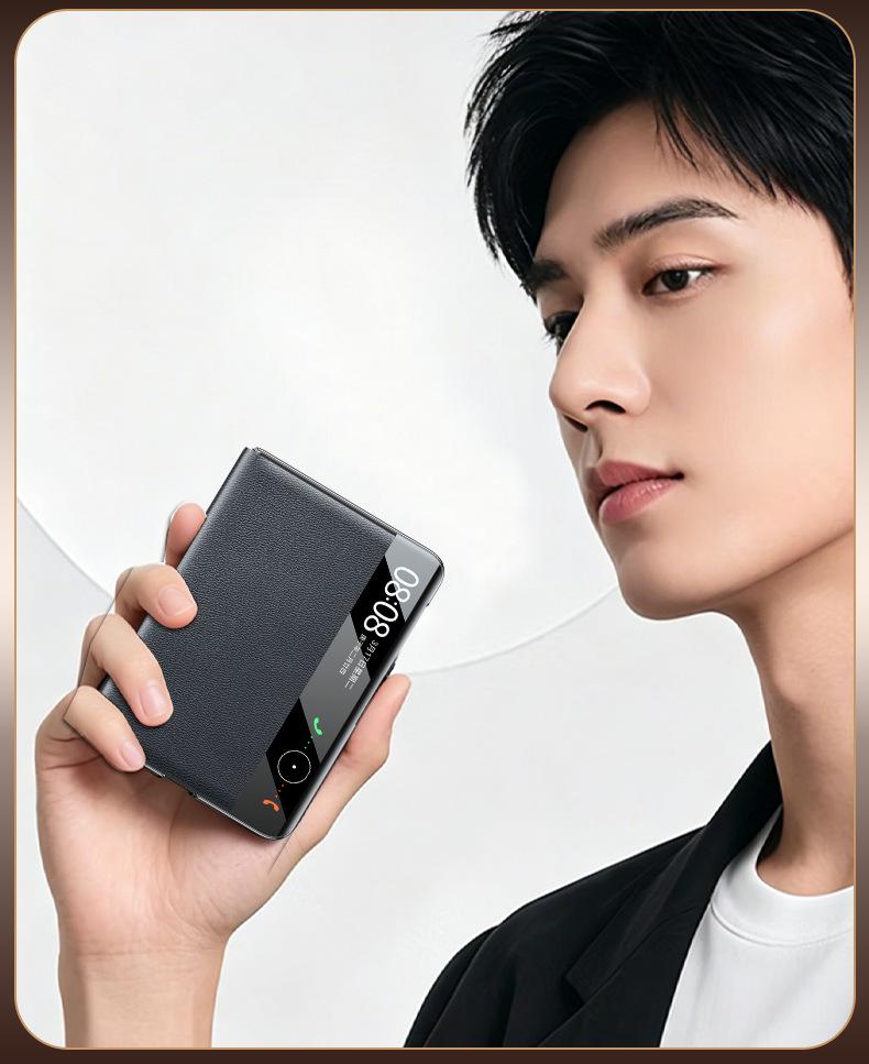 Funda Plegable para Teléfono Huawei Pura X Max de Cuero Genuino con Soporte Giratorio, Protección Magnética a Prueba de Caídas de Cobertura Total