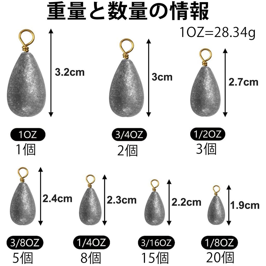 Fishing Weights and Sinkers 54 7 for and Other Fishing Applications Set, Weights, Sizes, 3.5g-28g, Sea, River, Boat,