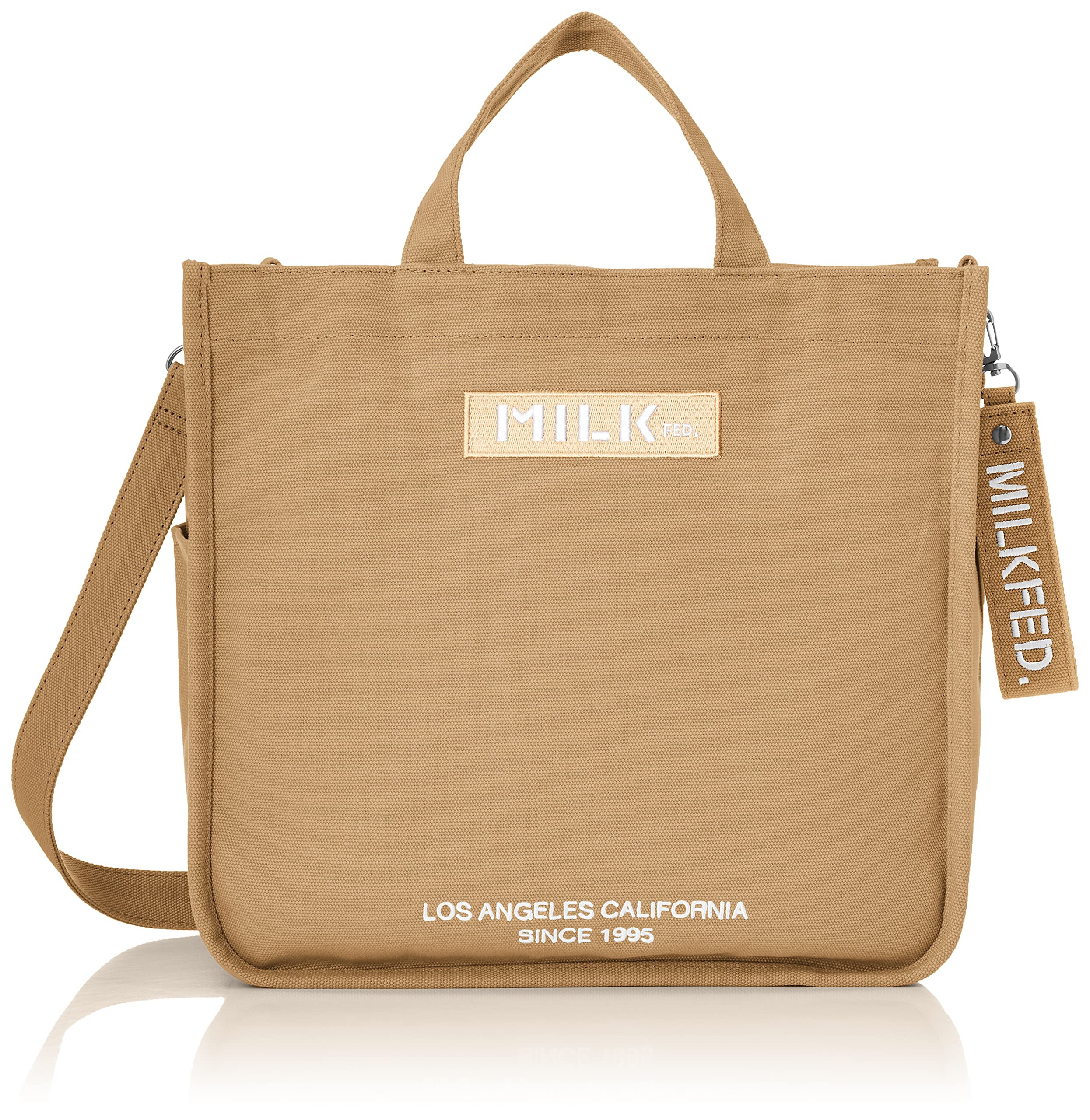 

Milkfed Embroidered Bar Shoulder Bag with Strap Beige Women s (103213053010), бежевый