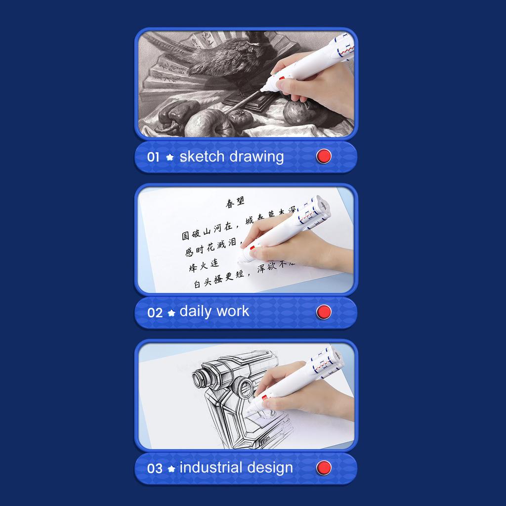 Electric Eraser Low Noise Rechargble 2 Replacble Refills 2.7x16cm ABS Electric Pencil Eraser for Study