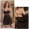 Women’s Sexy Cami Nightdress with Thong Spring Summer Lace Backless Underwire Sleepwear