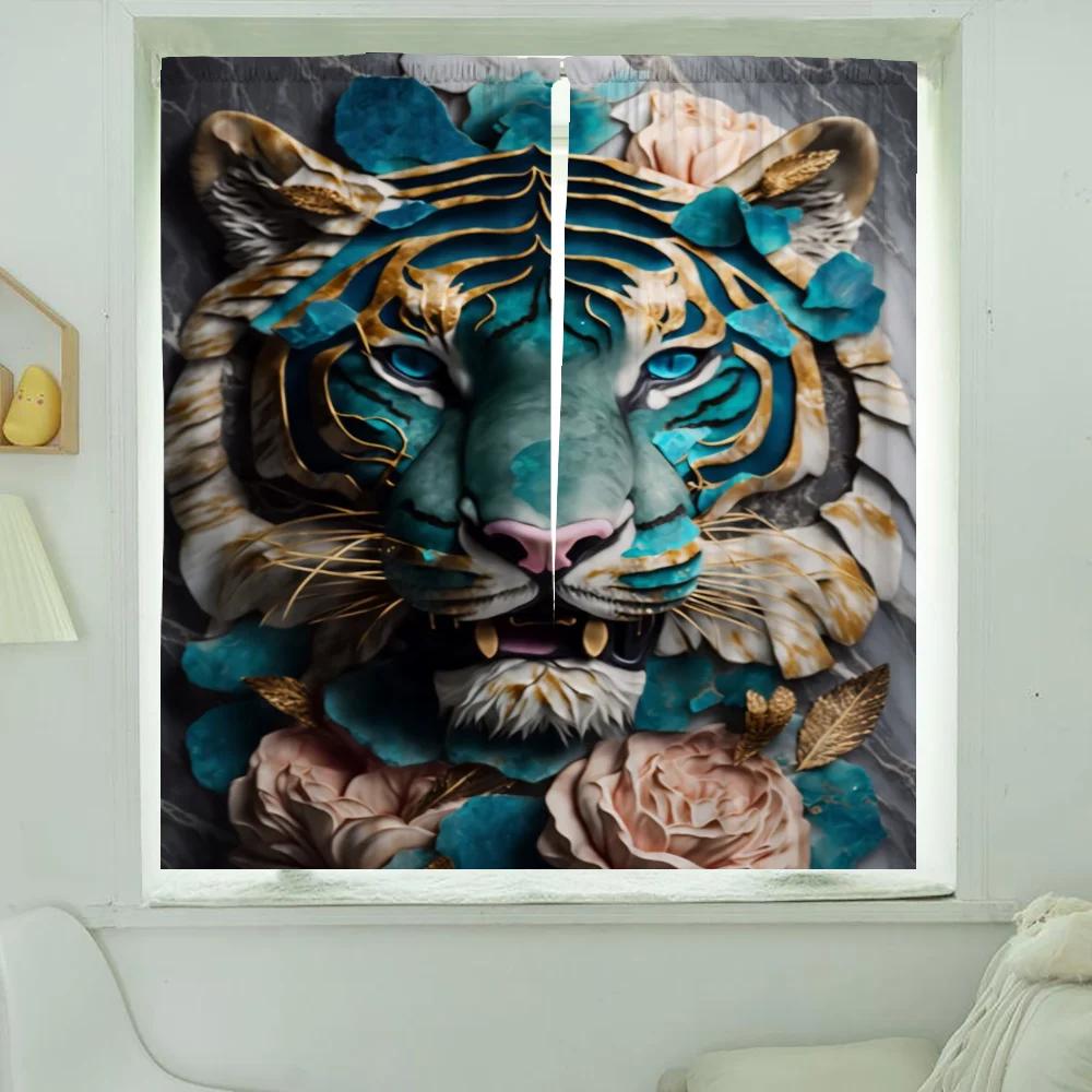 Window Home Interior Kitchen Curtains for Living Room 2 Pieces Blackout Curtains Door Curtain Trend Partition Bedroom Decoration