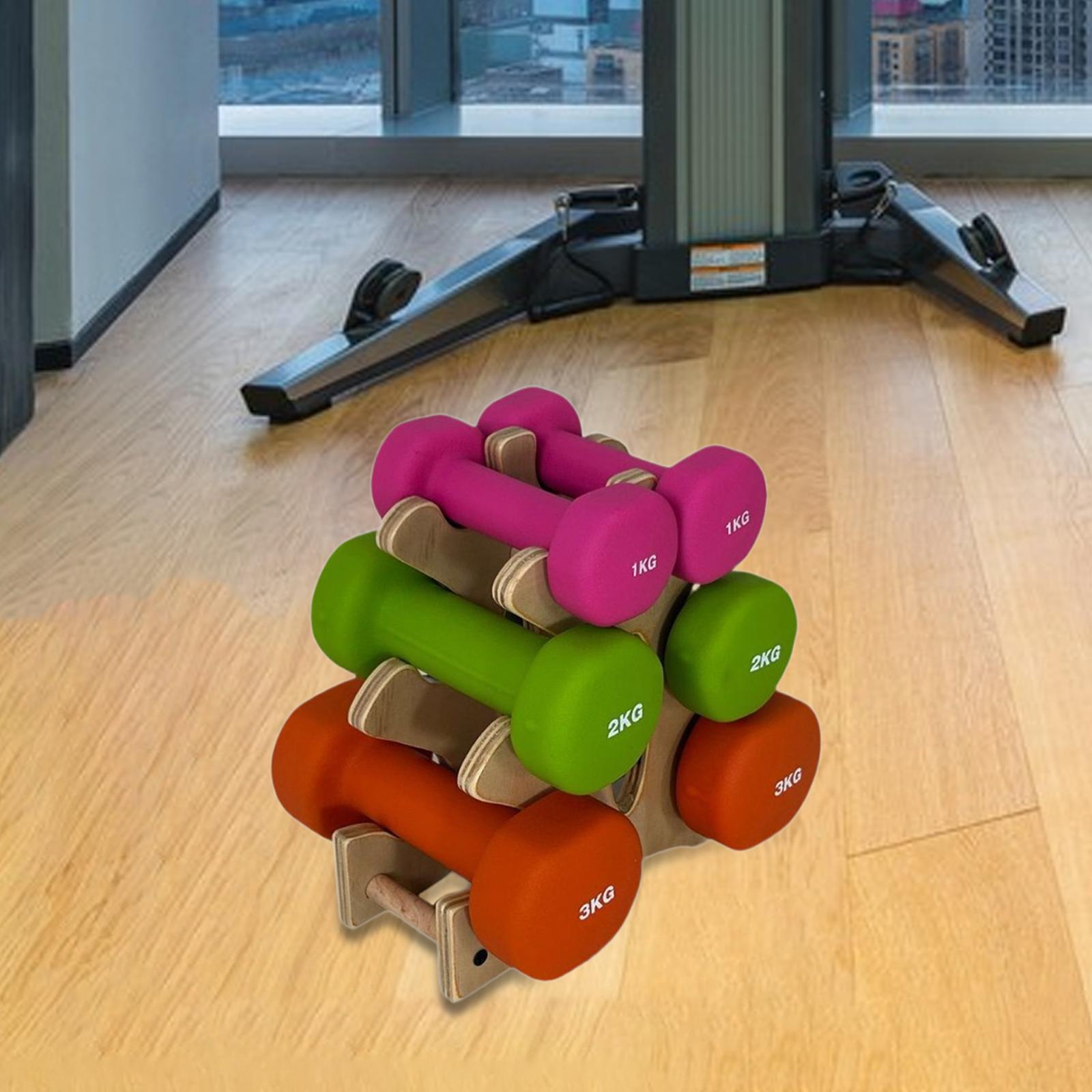 

Dumbbell Rack, A Frame Dumbbell Storage Shelf 3 Layers for Fitness Weightlifting коричневий