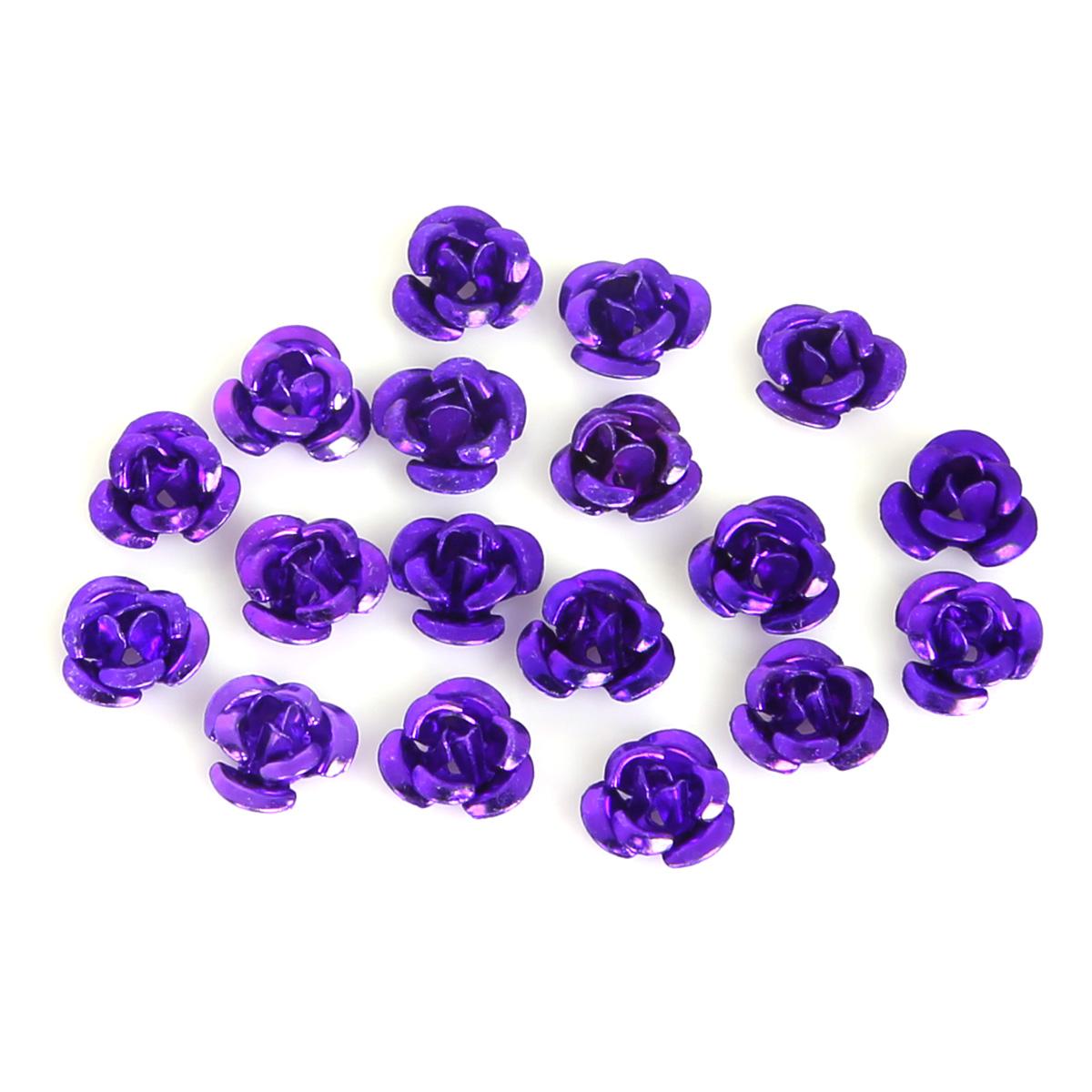 

100 шт., алюминиевые украшения в форме роз, производство, свадебная вечеринка, сделай сам, украшения, разноцветные бусины, украшение для дома 6mm фиолетовый/глубокий