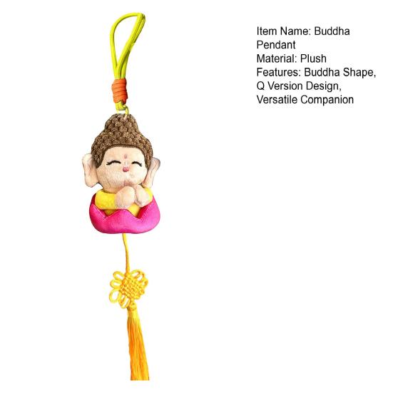Cartoon Buddha Pendant Keyring with Lanyard Plush Doll Toy Soft Velvet Hanging Ornament Bag Decoration
