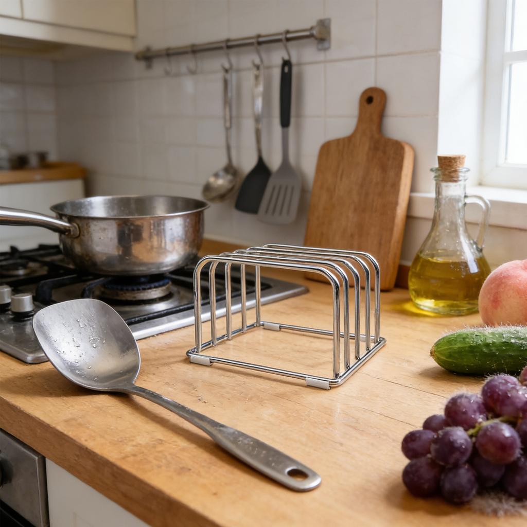 1 buc Suport de depozitare pentru tocătoare din oțel inoxidabil, Potrivit pentru depozitarea tocătoarelor subțiri și a farfuriilor pe blat