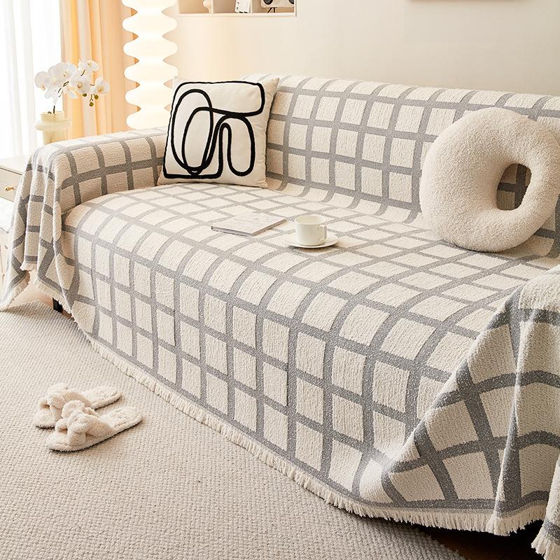 Geometric Velvet Sofa Slipcover Winter No Static Sofa Cover Universal Cover Living Room Sofa Dustproof Sofa Slipcover