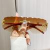 Frameless One-piece Lens Wavy Edge Ladies Personality Irregular Sunglasses