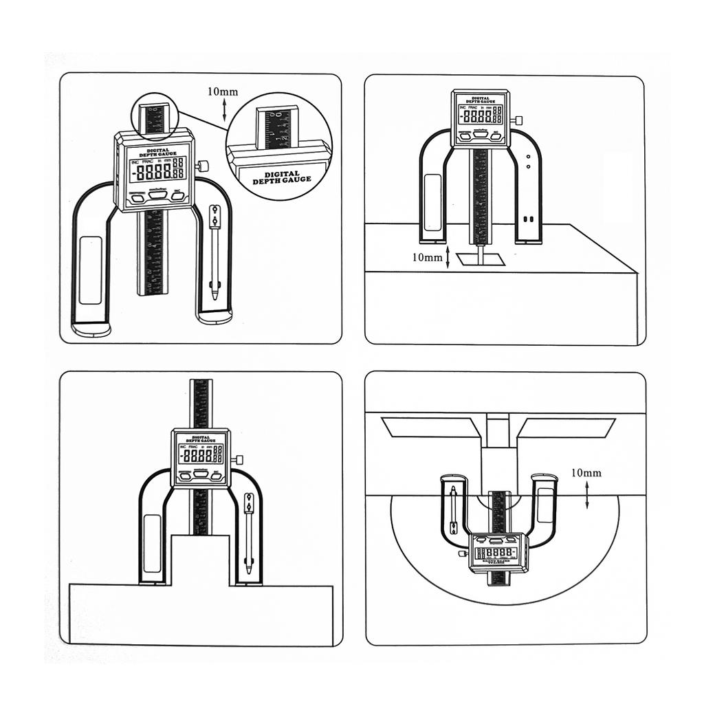 0 80mm Woodworking Depth Ruler Digital Tablesaw Height Ruler Digital Height Depth Gauge LCD Display Vernier Caliper 3