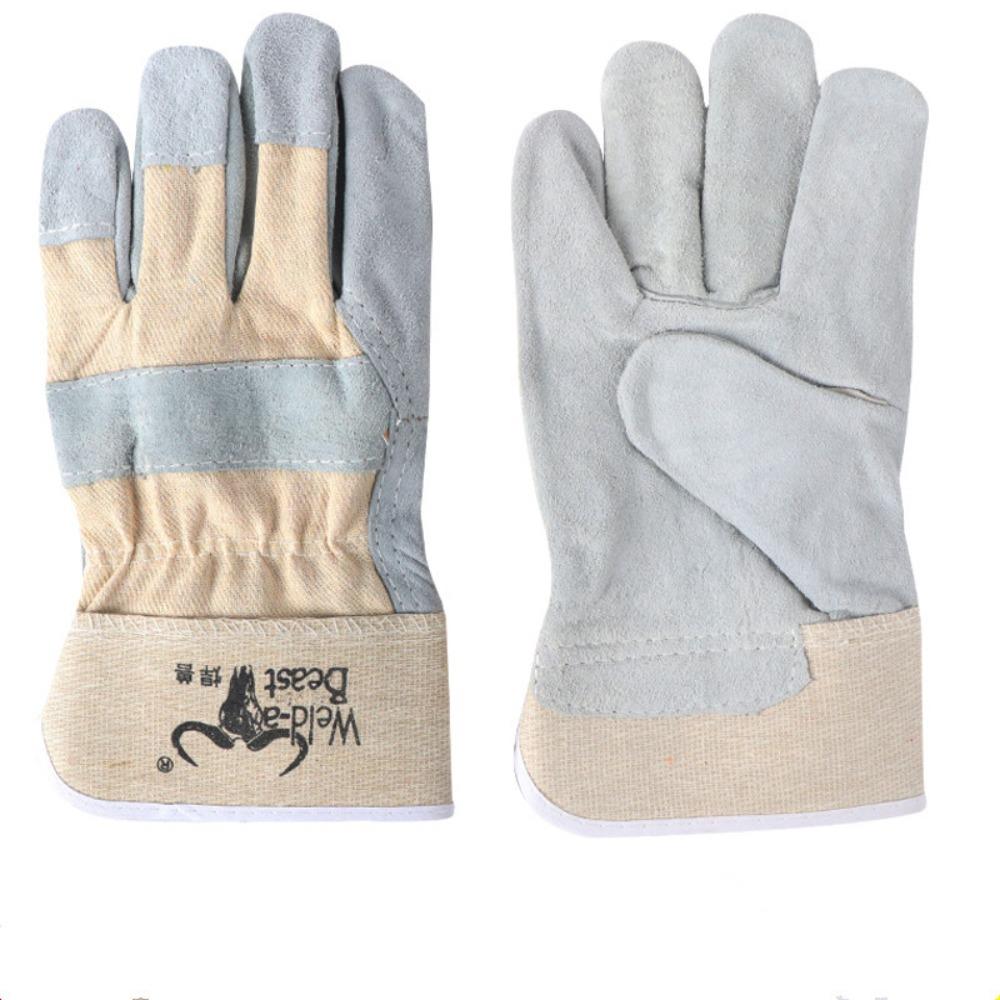 1 Pair Thickened Leather Welding Gloves Abrasion Resistant Labour Gloves  Moving Households