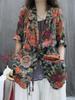 2026 New Style Women's Cotton-Linen Retro Printed Loose-Fit Casual Long Sleeve Suit