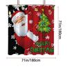 1Pc Santa Claus Holiday Print Waterproof Shower Curtain Bathtub Partition Curtain With 12 Hooks Privacy Protection Easy Install